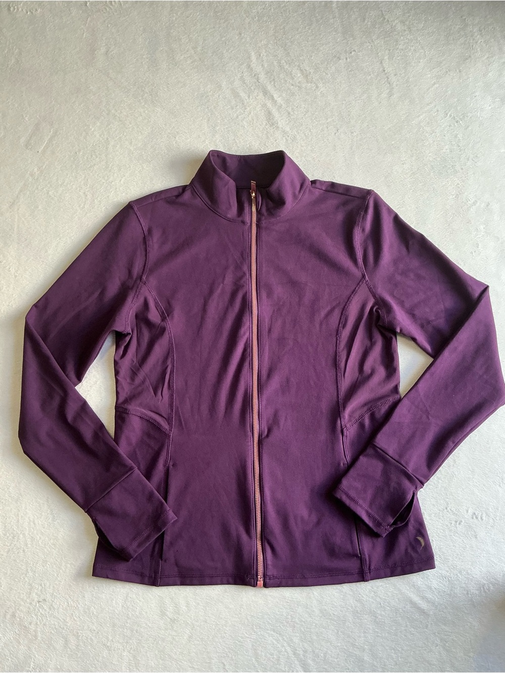 Jessica Simpson Active Purple Full Zip Athletic Jacket Thumbholes Rose Gold L